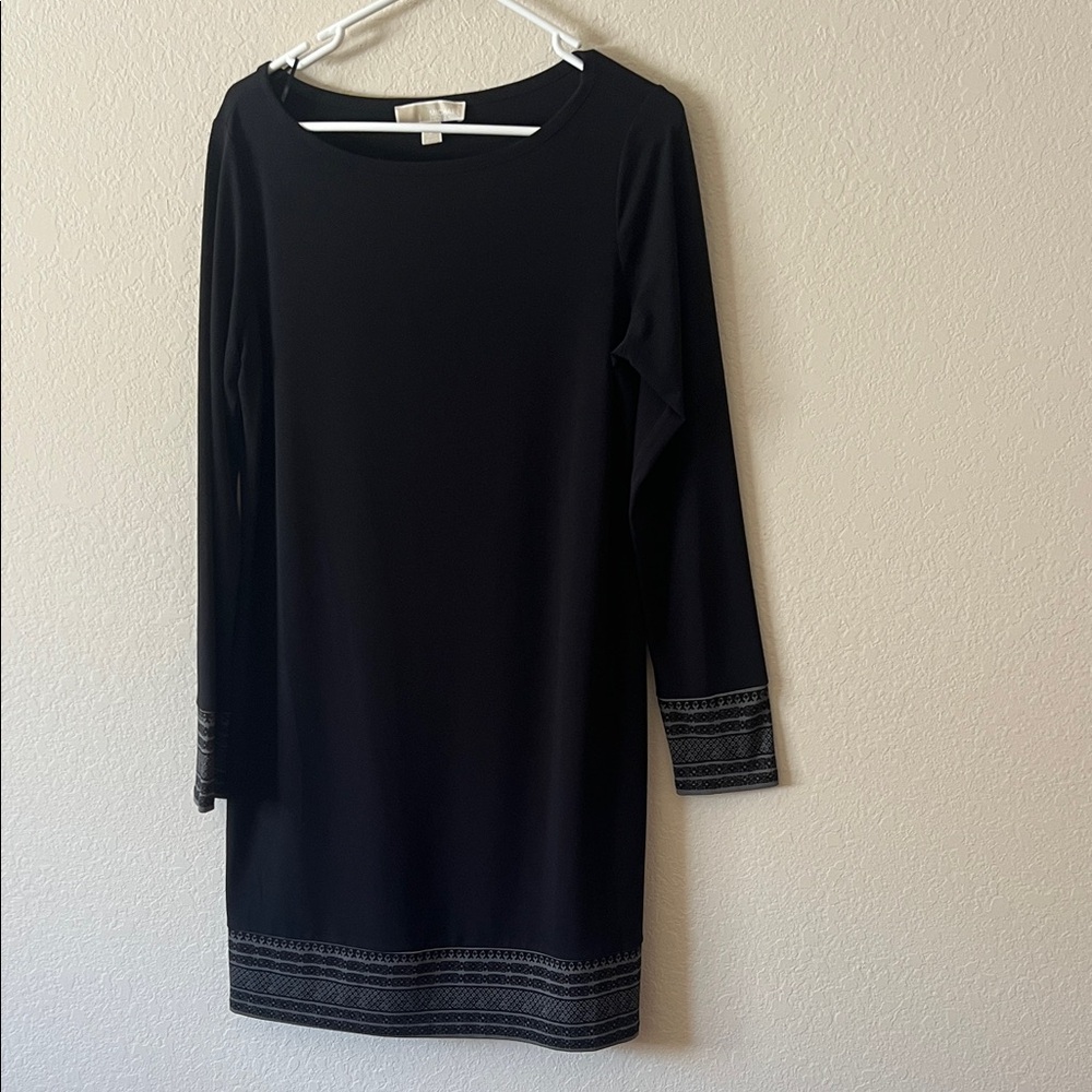 Micheal Kors Elegant Black Dress with Grey  Accents.  Pull over comfortable